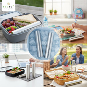 Stainless Steel Ice Packs For Lunch Bags and Coolers, 4 Pack Cylinder Shape