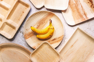 Ecozoi - Eco-friendly, 12-inch round disposable 100% natural palm leaf dinner plates, 25 Pack, leak-proof & compostable