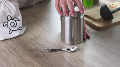 Ecozoi Stainless Steel Thermos Food Jar, Insulated Container with Spork and Lunch Bag, 17 oz