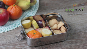 Ecozoi Stainless Steel Lunch Box for Kids and Adults, Solid Print, 1 Tier Leak Proof, 24 oz