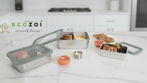 Ecozoi Stainless Steel Bento Box for Kids and Adults, 3 Piece Set, Stackable and Leak Proof, Microwave Safe