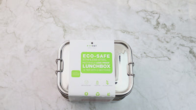 Ecozoi Stainless Steel Bento Lunch Box for Kids and Adults, 3 Compartment, Solid Print, 3 Tier Leak Proof, 75 oz