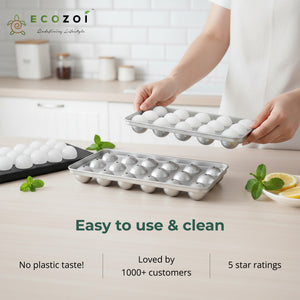 Ecozoi Stainless Steel 72 Small Round Ice Cube Trays, Stackable, 4 Pack, 8 in x 4 in x 1 in - Ecozoi