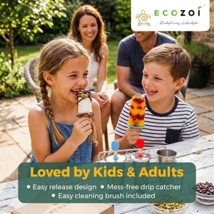 Ecozoi Stainless Steel Ice Pop Molds and Rack, Ice Cream Molds and Rounds with Reusable Stainless Steel Sticks