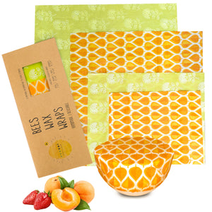 Ecozoi Reusable BeesWax Food Wraps, Assorted 4 Pack for Sandwiches, and Fruit & Veggie Bowls freeshipping - ecozoi