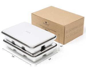 Ecozoi - Eco-friendly, 2 Stainless Steel Ice Cube Trays, 6 large cubes per tray, Dishwasher safe, Plastic-Free, BPA-free