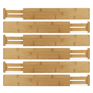 Ecozoi - eco-friendly, 100% Organic Bamboo, Set of 6 expandable drawer dividers, Spring-Loaded Expansion, water-resistant