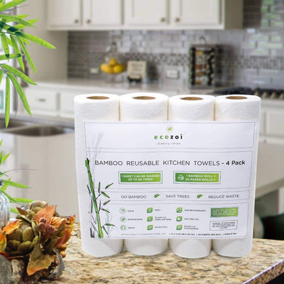 Bamboo kitchen Paper Towels, Reusable Tree-Free Paper Towels, 4 Pack freeshipping - ecozoi