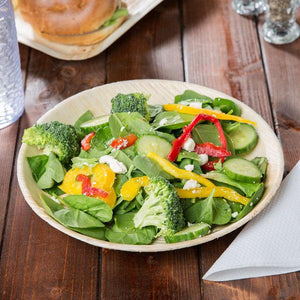 Ecozoi - Eco-friendly, 12-inch round disposable 100% natural palm leaf dinner plates, 25 Pack, leak-proof & compostable