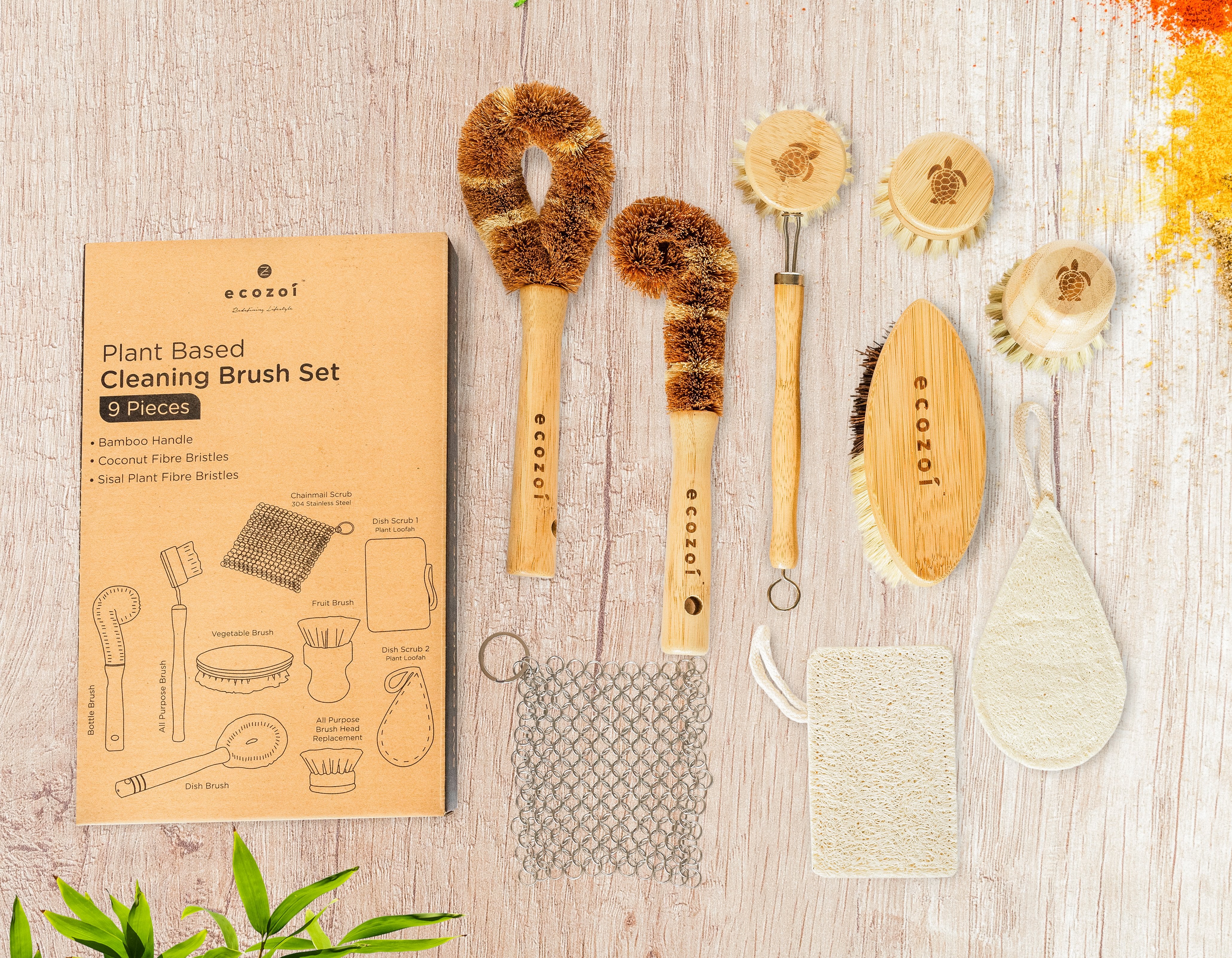 9 Piece Vegan Brush Set | Shop Eco-Friendly Dish Scrubbers!