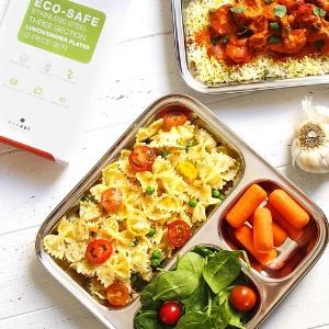Ecozoi - Eco-friendly, 2 Pack stainless steel dinner plates each 3 compartments, reusable & durable, BPA-FreeEcozoi - Eco-friendly, 2 Pack stainless steel dinner plates each 3 compartments, reusable & durable, BPA-Free