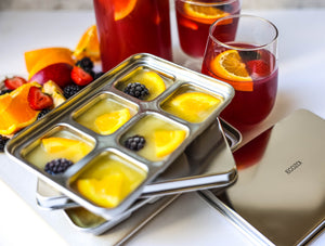 Ecozoi - Eco-friendly, 2 Stainless Steel Ice Cube Trays, 6 large cubes per tray, Dishwasher safe, Plastic-Free, BPA-free