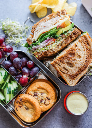 Ecozoi - Eco-friendly, stackable, Stainless steel 2-tier leak-proof lunch box, 3 compartments, 60 oz