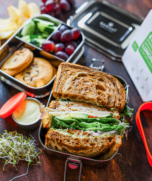 Ecozoi - Eco-friendly, stackable, Stainless steel 2-tier leak-proof lunch box, 3 compartments, 60 oz