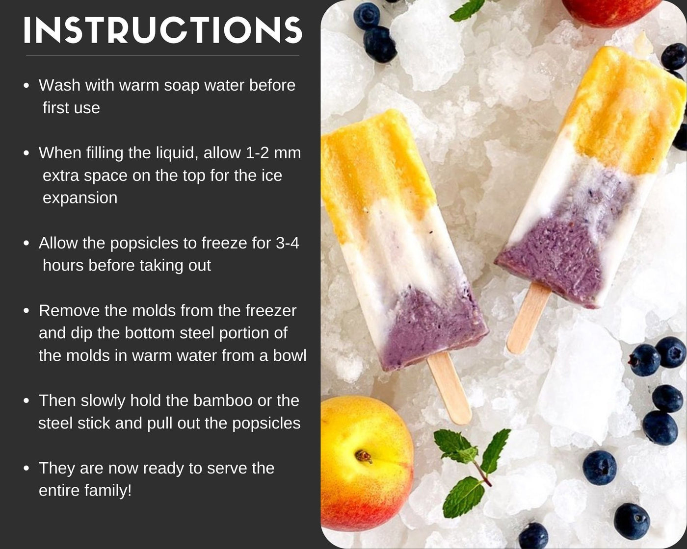 Ice Popsicle Molds Ice Pop Maker W/Drip Catcher Food Grade