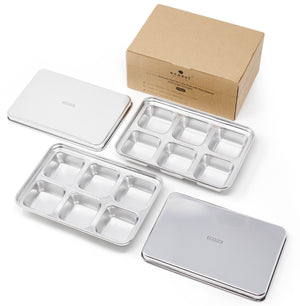 Ecozoi - Eco-friendly, 2 Stainless Steel Ice Cube Trays, 6 large cubes per tray, Dishwasher safe, Plastic-Free, BPA-free