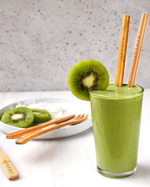 Ecozoi Organic Bamboo Straws and Bamboo Cutlery Utensils Set with BONUS Travel bag freeshipping - ecozoi