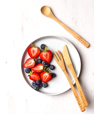 Ecozoi Organic Bamboo Straws and Bamboo Cutlery Utensils Set with BONUS Travel bag freeshipping - ecozoi