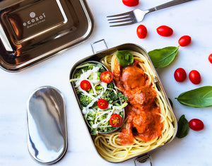 Ecozoi - Stainless steel 1-tier leak-proof bento lunch box, 24 oz, eco-friendly, reusable food container, silicone seal, stackable