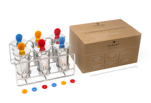 Ecozoi - Eco-friendly, set of 6 round stainless steel popsicle molds, reusable stainless steel sticks, BPA-free