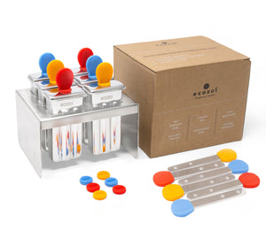 Ecozoi - Eco-friendly, 6 Mini Square Stainless Steel Popsicle Molds, 6 Reusable Stainless Steel Sticks, 6 Silicone Gaskets