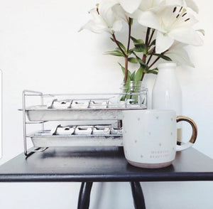 Ecozoi - Eco-friendly, 4 Stainless Steel Ice Cube Trays, easy-release handle & rack, 72 cubes, BPA-free, Dishwasher Safe