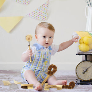 Ecozoi - Eco-friendly, 9-piece 100% plant-based dish brush set, Bamboo Wood, Sisal Plant Fibers, Coconut Coir, Cotton Twine