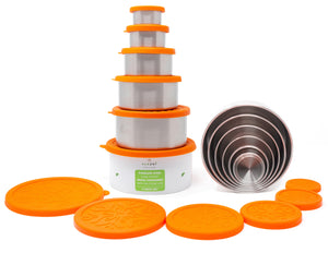 Ecozoi - Eco-friendly, Stainless steel 6-piece lunch container set, leak-proof silicone lids, 78 oz, dishwasher safe.