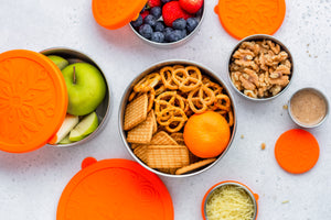 Ecozoi - Eco-friendly, Stainless steel 6-piece lunch container set, leak-proof silicone lids, 78 oz, dishwasher safe.