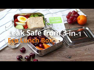 Ecozoi - Eco-friendly Leak-proof stainless steel 2-tier bento lunch box, 60 oz, silicone seal & bonus sauce pod, Stackable