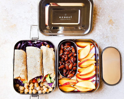 Stainless Steel Eco Lunch Box, Leak Proof, 2 Tier with 1 Mini Sauce Container, 60 Oz or 1700 ml freeshipping - ecozoi