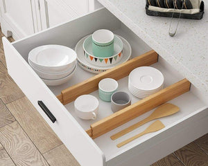 Ecozoi - eco-friendly, 100% Organic Bamboo, Set of 6 expandable drawer dividers, Spring-Loaded Expansion, water-resistant